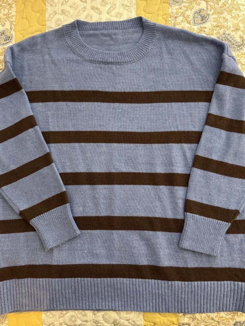 BloomChic Blue Brown Striped Crewneck Sweater Plus Size 18/20
